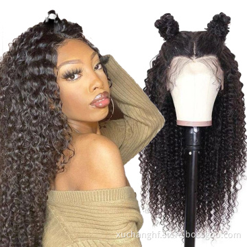 Wholesale Deep Wave Raw Brazilian Virgin Human Hair Full Hd Curly Lace Front Wig Cheap Transparent Lace Frontal Wig For Women